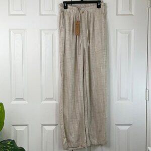 Thread & Supply Dekker High WaistWide Leg Linen Blend Pants Size Medium
